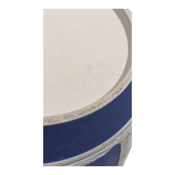 Vintage Wedgwood Jasperware Dark Blue Large Biscuit Barrel England No Lid - Picture 7 of 7